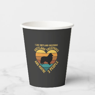 Vasos De Papel Pastor de Shetland Retro Corazón Amante de los Per