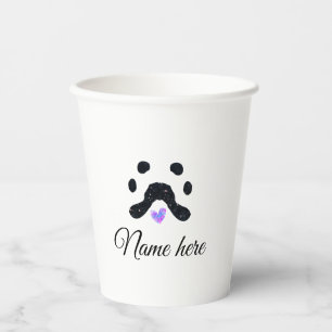 Vasos De Papel Pata de perro mascota negro añadir nombre texto fo