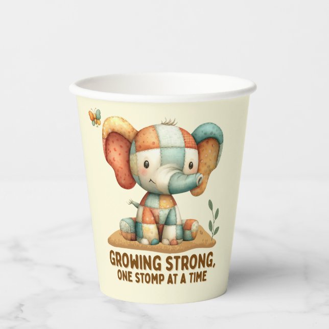 Vasos De Papel Patchwork Elephant “Growing Strong (Anverso)