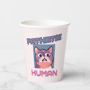 Vasos De Papel Patético humano - Gracioso diseño de gato