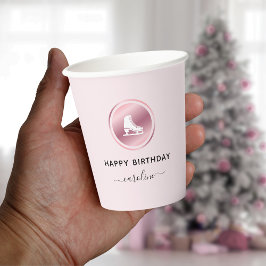 Vasos De Papel Patinaje artístico sobre hielo Rosa de cumpleaños