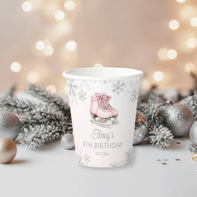 Vasos De Papel Patinaje sobre hielo Cumpleaños Copo de nieve Bril (Subido por el creador)