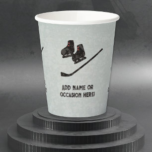 Vasos De Papel Patines de hockey Pegue cualquier nombre / ocasión