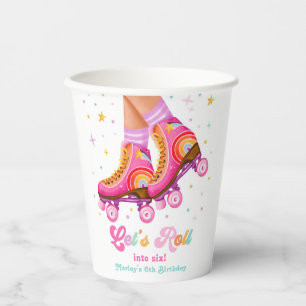 Vasos De Papel Patines de Rodillo Vamos a Patinar Cumpleaños de N