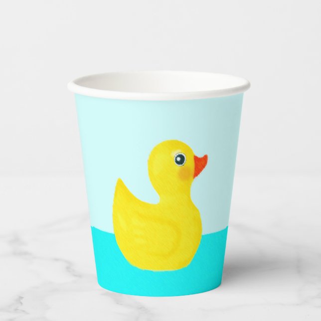 Vasos De Papel Pato de goma para fiesta de bebé (Anverso)