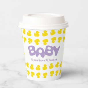 Vasos De Papel Patos de goma con tazas de papel con nombre para b