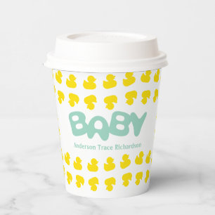 Vasos De Papel Patos de goma con tazas de papel con nombre para b