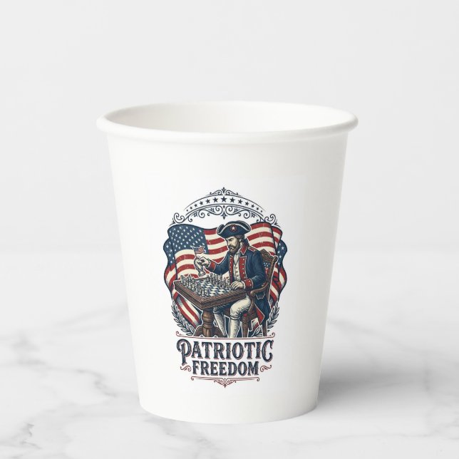 Vasos De Papel Patriotic Chess Player Vector Graphic Tee (Anverso)
