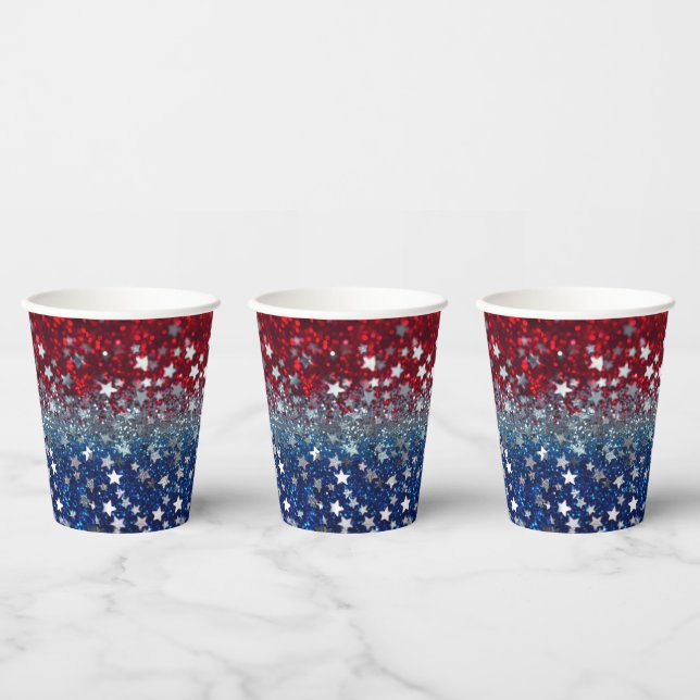 Vasos De Papel Patriotic Glitter (Multi)