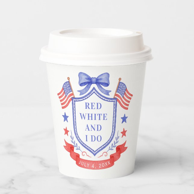 Vasos De Papel Patriotic Red White & I Do Bridal Shower Welcome (Anverso)