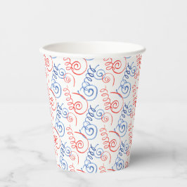 VASOS DE PAPEL PATRIÓTICO ROJO BLANCO AZUL CURLY STREAMERS