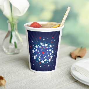 Vasos De Papel Patriótico Starburst Red White y Blue USA