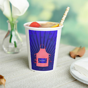 Vasos De Papel Patriótico USA Chef Red White Blue BBQ Cocinar