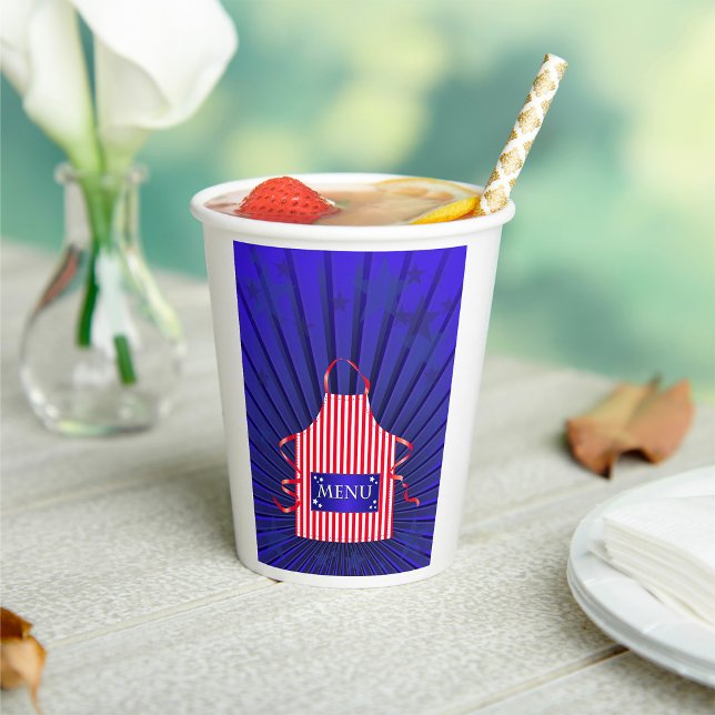 Vasos De Papel Patriótico USA Chef Red White Blue BBQ Cocinar (Subido por el creador)