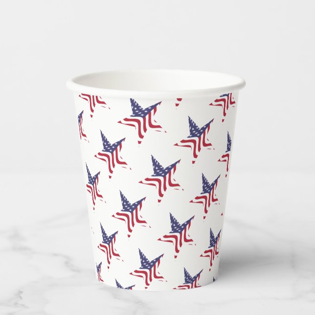 Vasos de papel patrióticos bandera estadounidense  (Anverso)