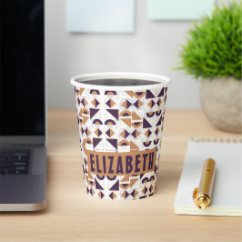 Vasos De Papel Patrón abstracto estético púrpura y dorado