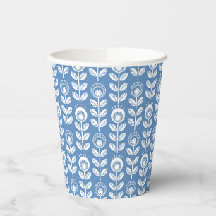 Vasos De Papel Patrón azul retrospectivo