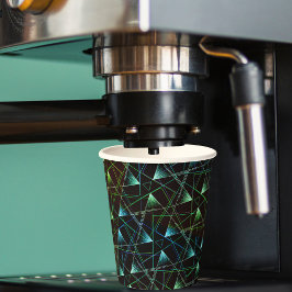 Vasos De Papel Patrón azul verde negro Resumen Geométrico único
