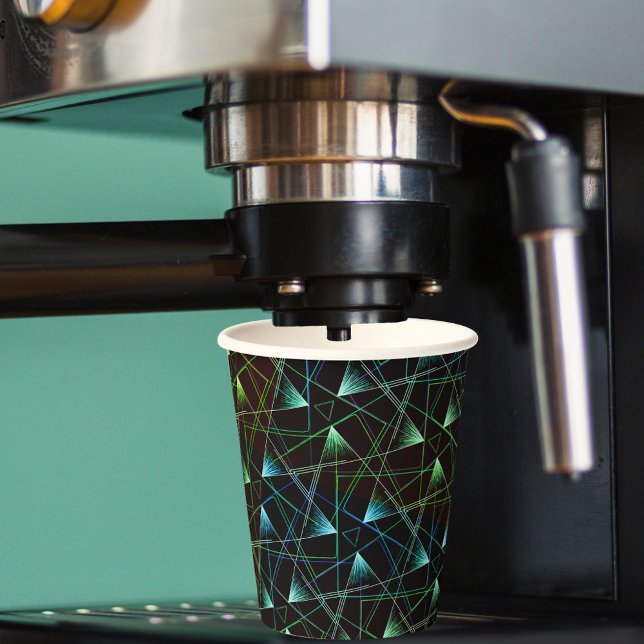 Vasos De Papel Patrón azul verde negro Resumen Geométrico único (Subido por el creador)