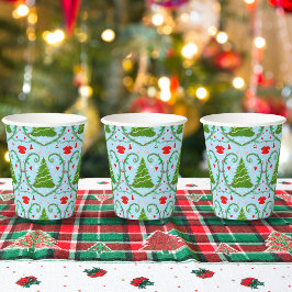 Vasos De Papel Patrón Baby Shower de Baby Girl Santa Outfit