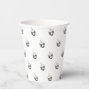 Vasos De Papel Patrón blanco negro de Dreidel Hanukkah moderno