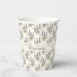 Vasos De Papel Patrón Botánico de Lupino y Abejas Elegante Vintag