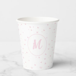 Vasos De Papel Patrón cardíaco rosado Girly Romántico Monogramado