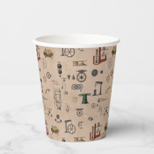 Vasos De Papel Patrón científico mecánico de la ingeniería antigu