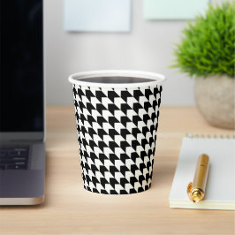 Vasos De Papel Patrón clásico de houndstooth negro