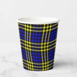 Vasos De Papel Patrón continuo de cuadros azules y amarillos