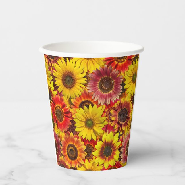 Vasos De Papel Patrón continuo de girasoles (Anverso)