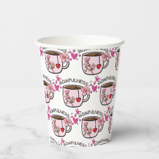 Vasos De Papel Patrón continuo de taza de té floral de Momfulness