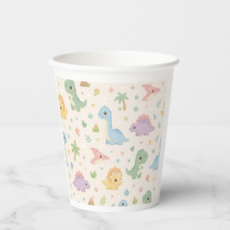 Vasos De Papel Patrón continuo pastel de dinosaurio bebé lindo pa