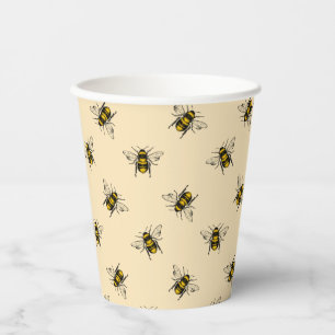 Vasos De Papel Patrón de abejas reina