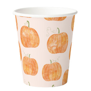 Vasos De Papel Patrón de acuarela de calabaza