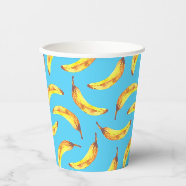 Vasos De Papel Patrón de acuarela de plátanos (Anverso)