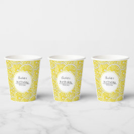 Vasos De Papel Patrón de acuarela de rodajas de limón