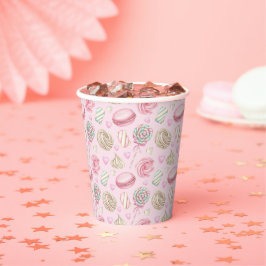 Vasos De Papel Patrón de acuarela rosa dulce