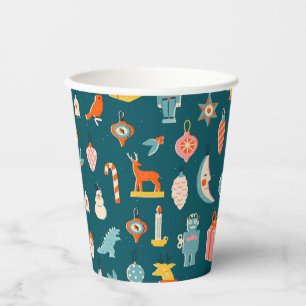 Vasos De Papel Patrón de adornos de Navidad vintage