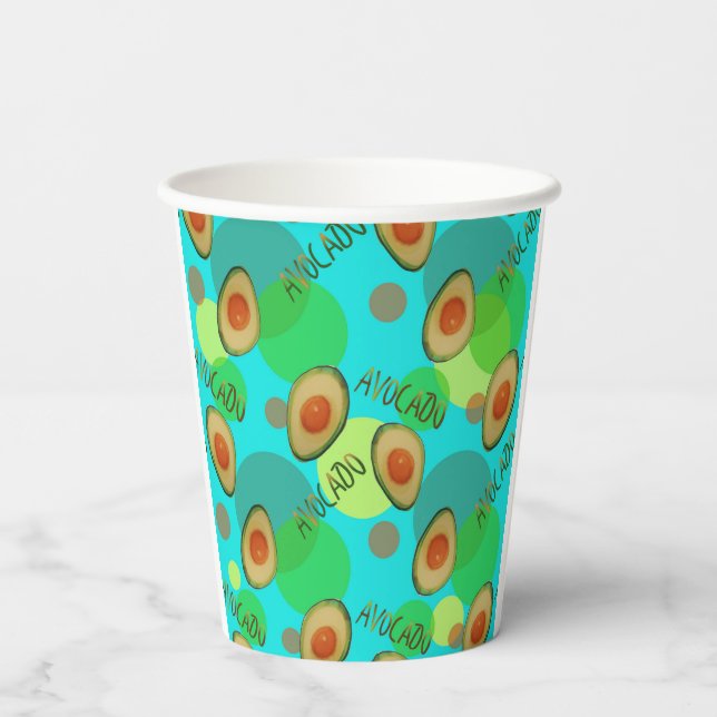 Vasos De Papel Patrón de aguacate fresco y divertido (Reverso )