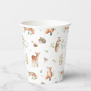 Vasos De Papel Patrón de amigos animales de Woodland