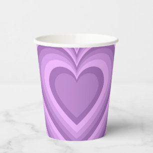 Vasos De Papel Patrón de amor cardíaco hipnótico púrpura