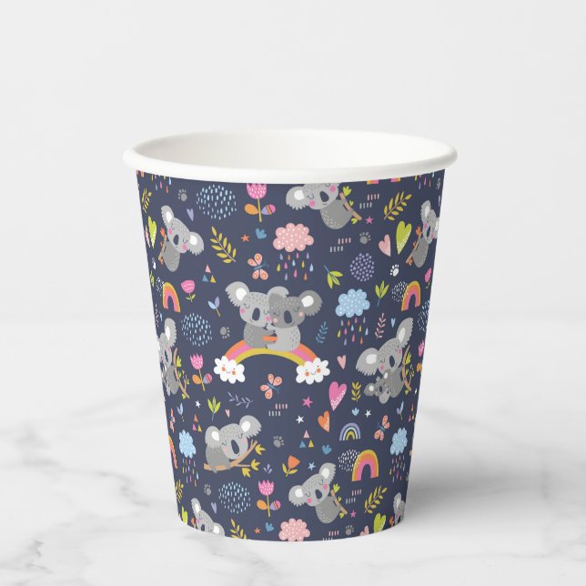 Vasos De Papel Patrón de amor del arcoiris de Koala (Anverso)