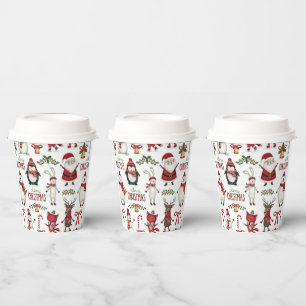 Vasos De Papel patrón de animal de Navidad
