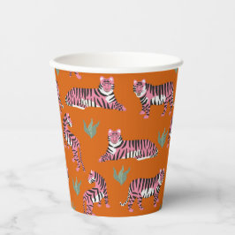 Vasos De Papel Patrón de animal de tigre de la jungla naranja ros