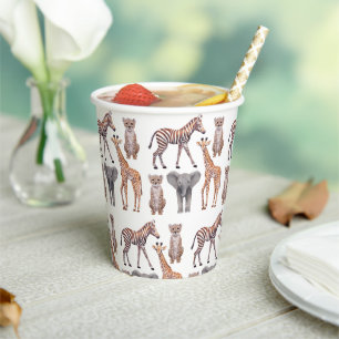 Vasos De Papel Patrón de animales de bebé Safari