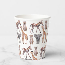 Vasos De Papel Patrón de animales de bebé Safari