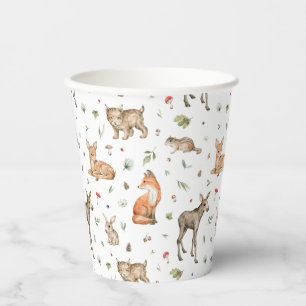 Vasos De Papel Patrón de animales de bosque