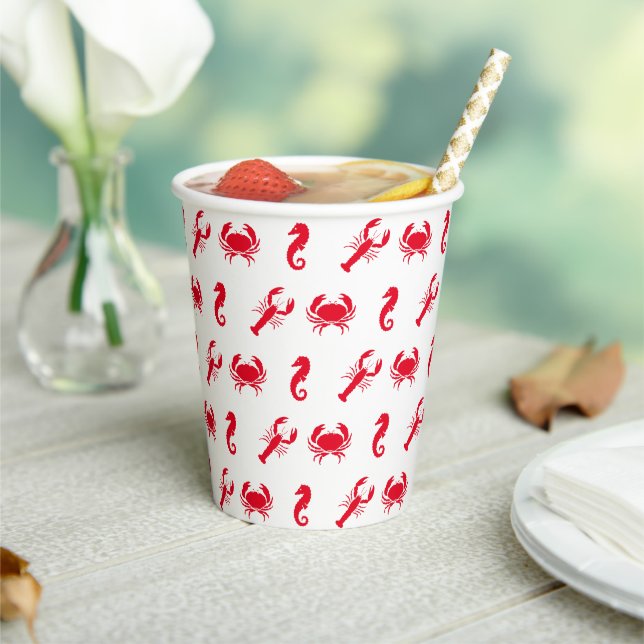 Vasos De Papel Patrón de animales de mar con caballito de langost (in situ)