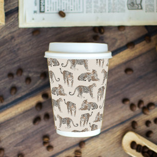 Vasos De Papel Patrón de animales salvajes del leopardo de la jun